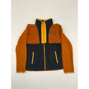 Columbia Kids Full Zip Fleece Jacket Orange Black Colorblock AY7549 Size M 10/12